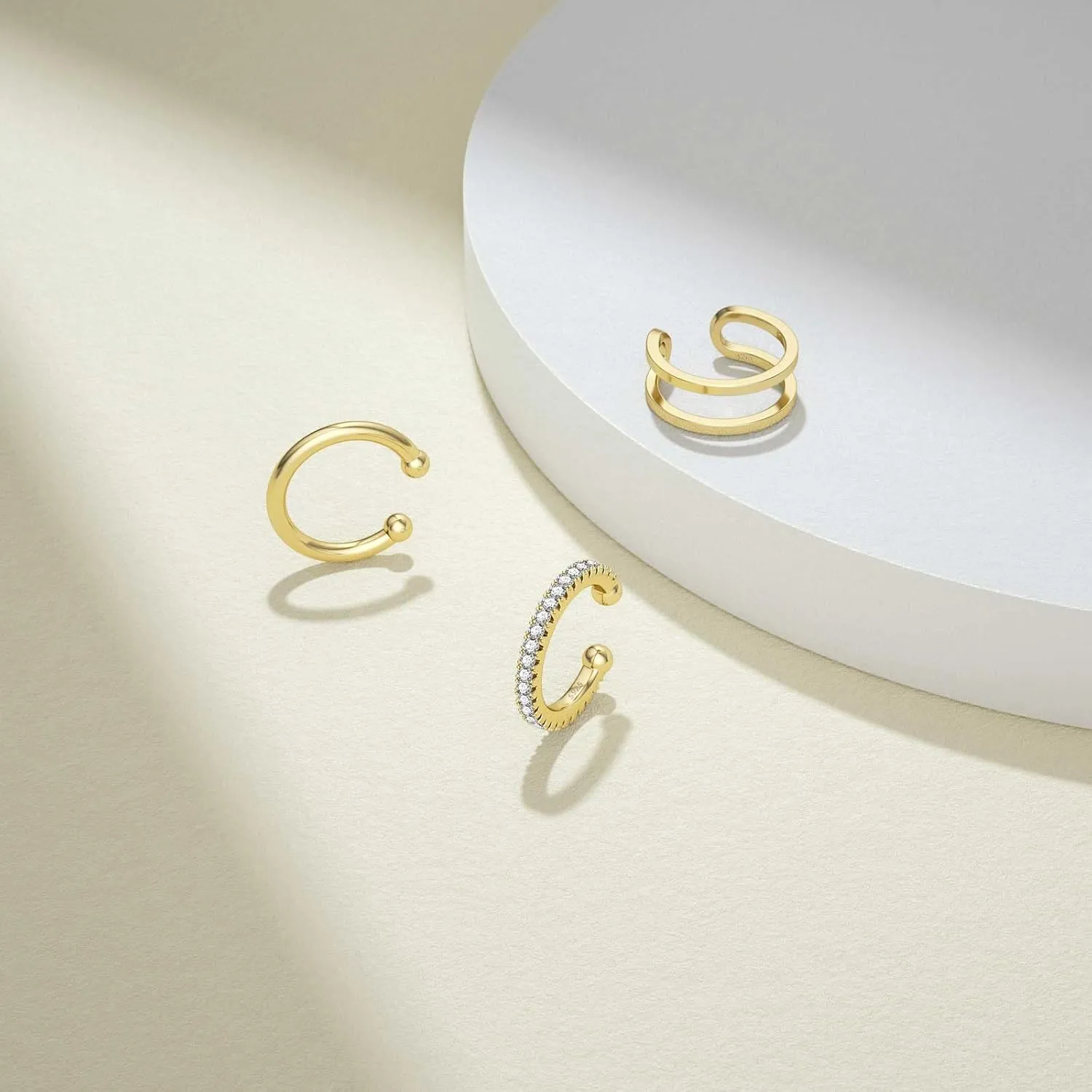 SEVENWELL 14K Gold Ear Cuff No Piercing Adjustable Cartilage Earrings 925 Sterling Silver Ear Clip Fake Earrings