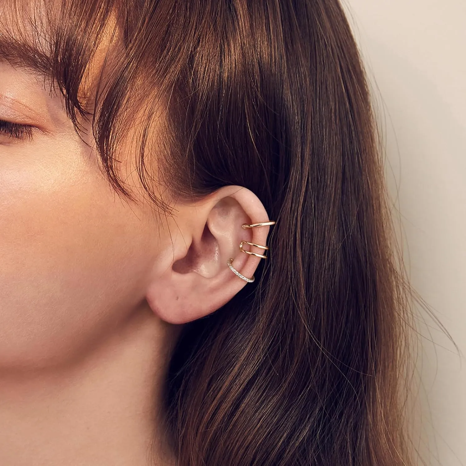 SEVENWELL 14K Gold Ear Cuff No Piercing Adjustable Cartilage Earrings 925 Sterling Silver Ear Clip Fake Earrings
