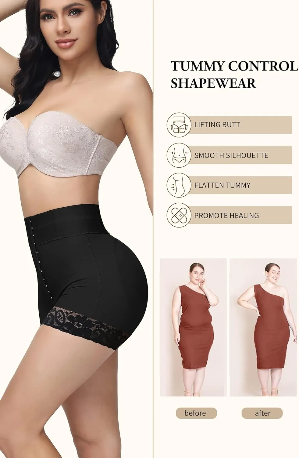 SHAPSHE Shapewear for Women Tummy Control Shorts Body Shaper Panties High Waisted Butt Lifter Thigh Slimming Underwear