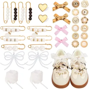 Shoe Charms for Sneakers, Charms for Shoe Shoelace Junk Socks, Pearl Shoe Laces Charms for Sneakers, Shoe Jewelry for Women Sneakers Socks Shoelaces Clothes, Hats Decoration