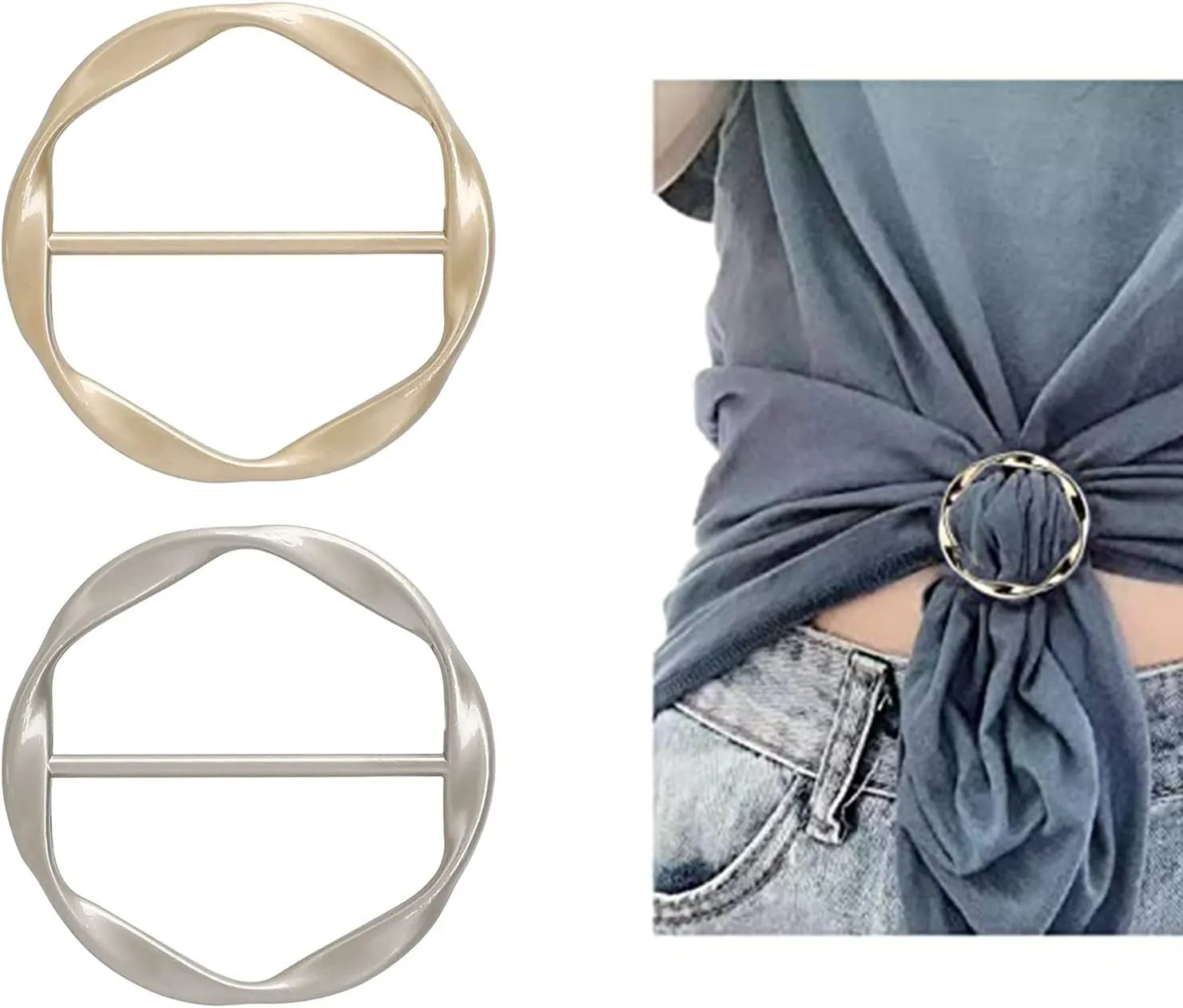Silk Scarf Clip T-Shirt Tie Clips for Women Scarves Clasp Waist Buckle Fashion Metal for Shirts Clothing Decor