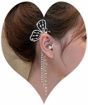 Sither Butterfly Ear Cuff Earrings for Women Crystal Butterfly Ear Cuff Wrap Earrings for Halloween Christmas Gift