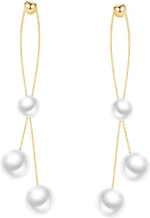 SLUYNZ Sterling Silver Pearls Dangle Earrings for Women Teens Wedding Pearls Dangle Earrings Long Tassel