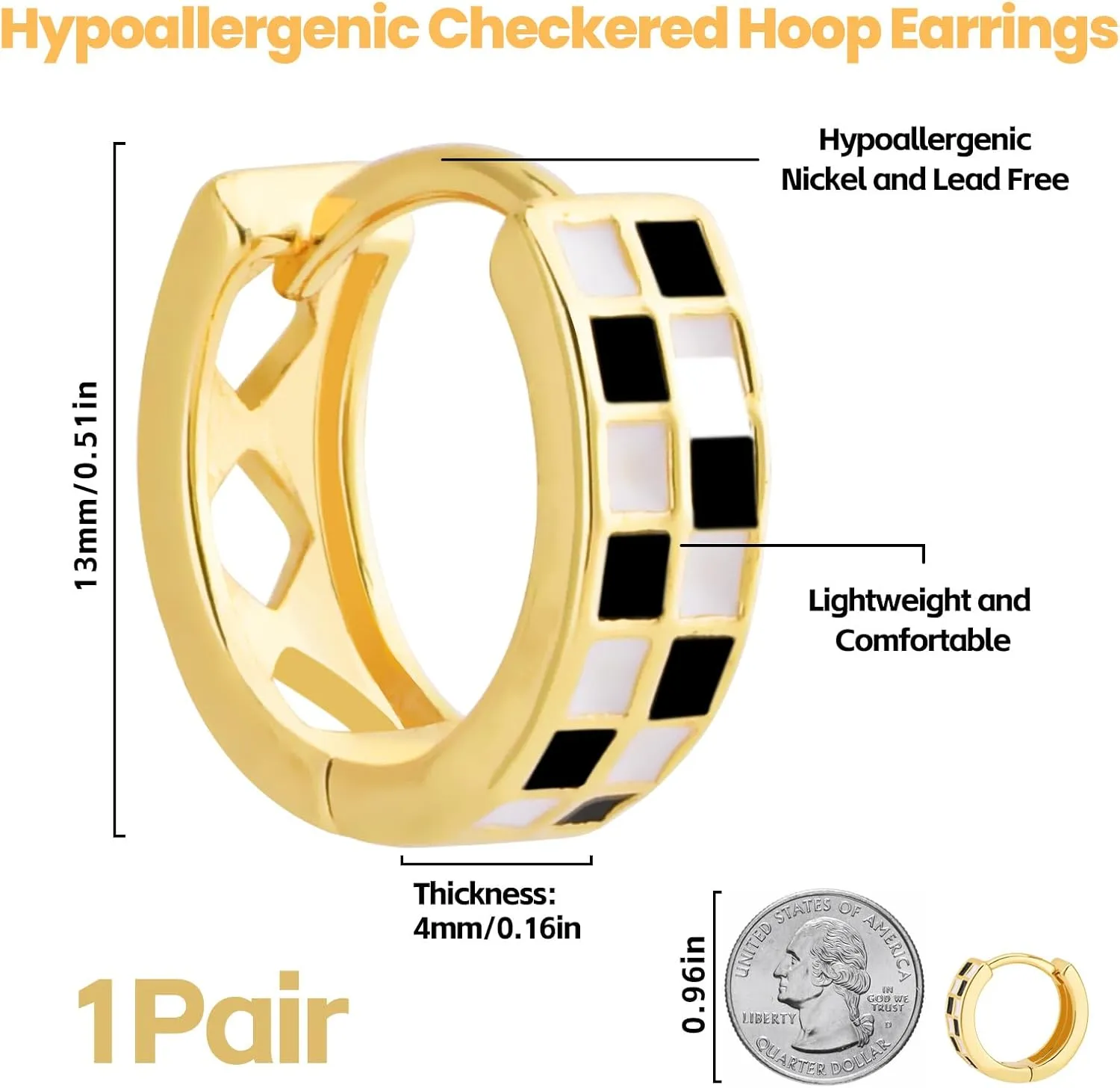 Small Checkered Hoop Earrings, Multicolor Enamel Hoops Earrings for Women, Tiny Round Circle Huggie Hypoallergenic Earrings Piercing Jewellery Gift for Women