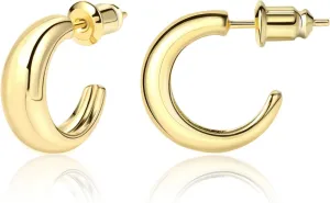 Small Hoop Earrings Hypoallergenic 14K Gold Plated Sterling Silver Post Samll Open Hoops Earrings for Women Girls