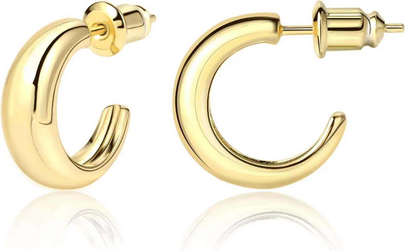 Small Hoop Earrings Hypoallergenic 14K Gold Plated Sterling Silver Post Samll Open Hoops Earrings for Women Girls