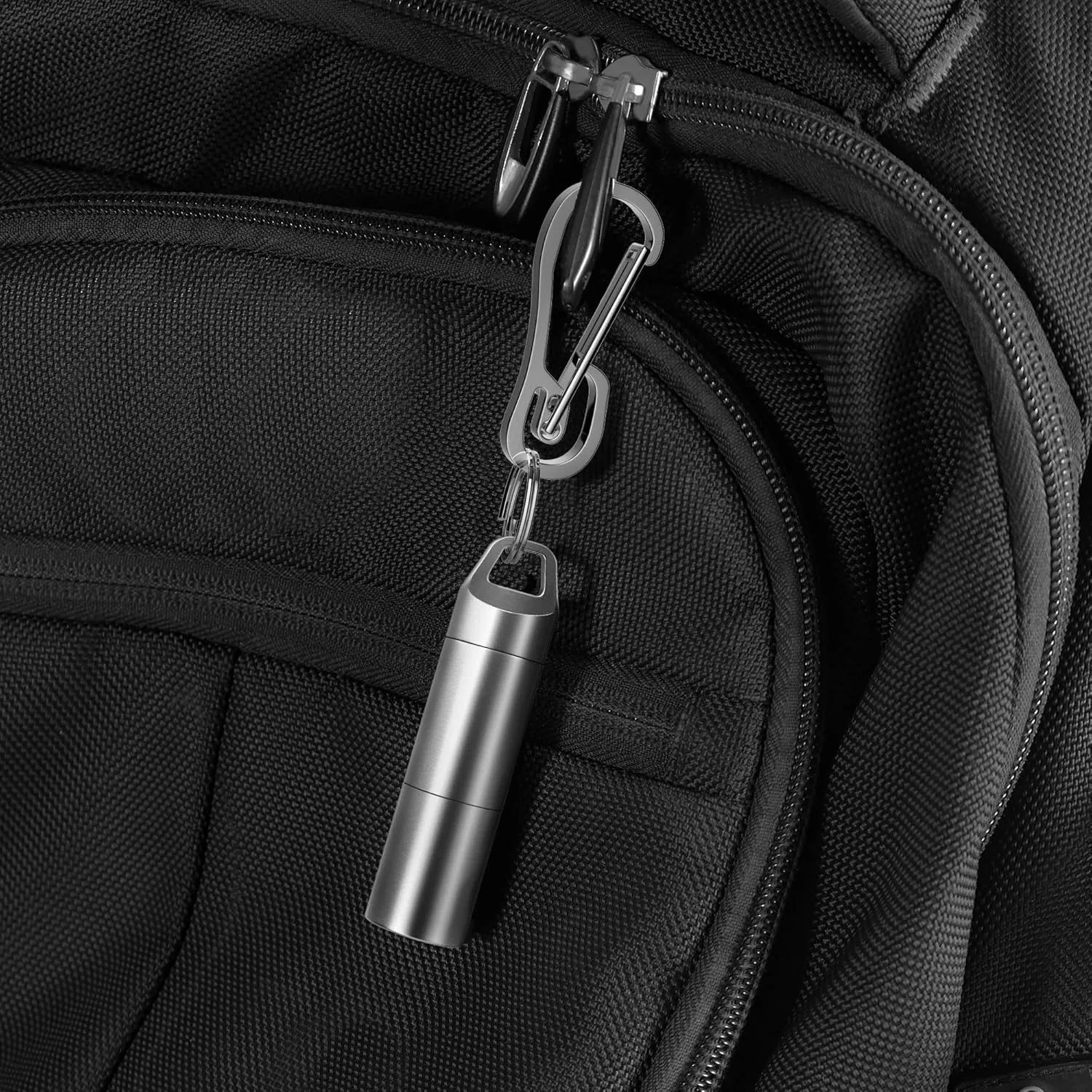 Small Pill Holder Keychain(2 Compartments Design), Portable Metal Pill Case Waterproof Pill Box Container Mini Stainless Steel Pill Organizer for Travel Purse Pocket