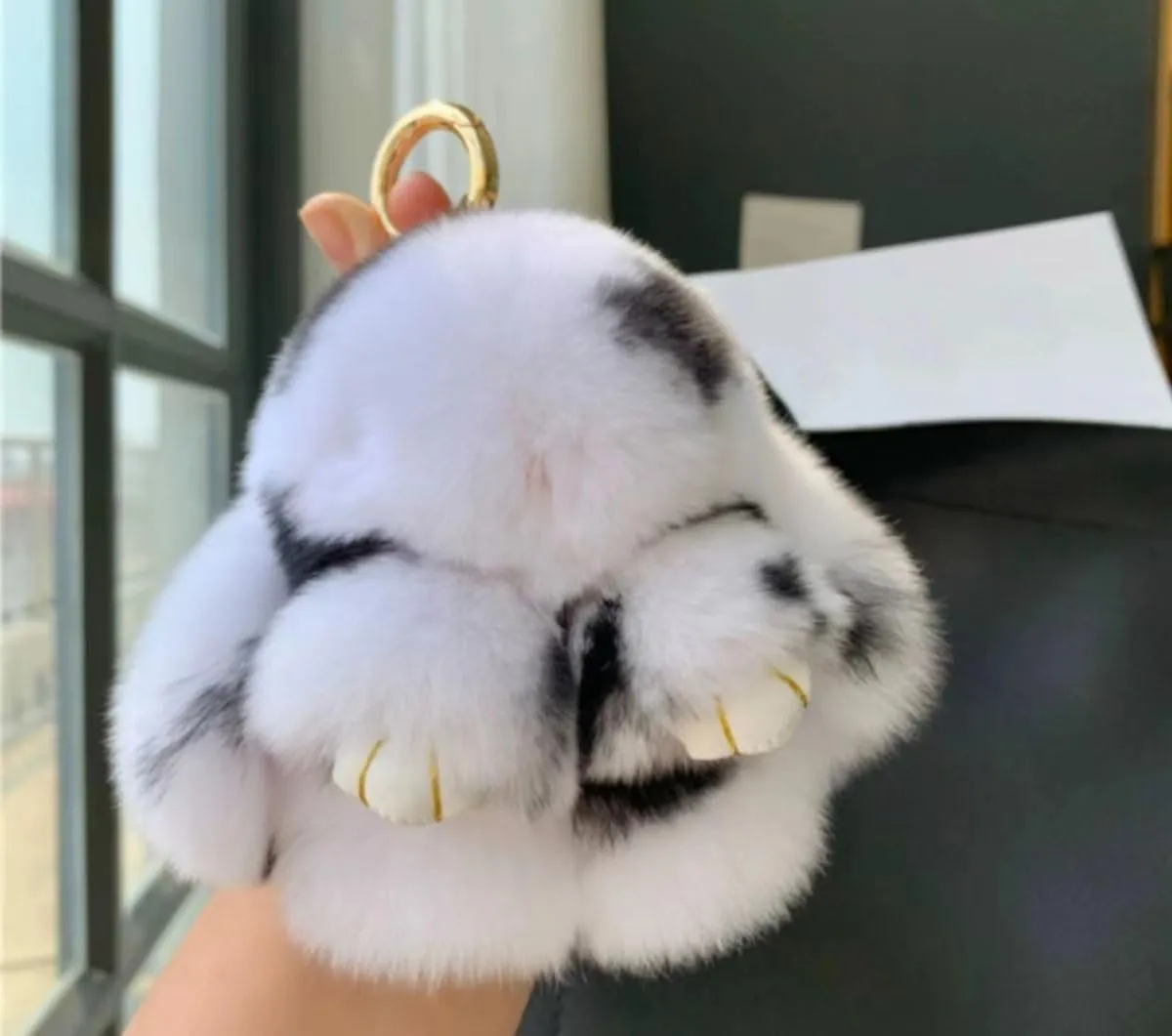 Soft Fluffy Rabbit Keychain Cute Plush Bunny Key Rings Plush Bunny Key Rings Faux Fur Keyring Pompom Keychain Decoration