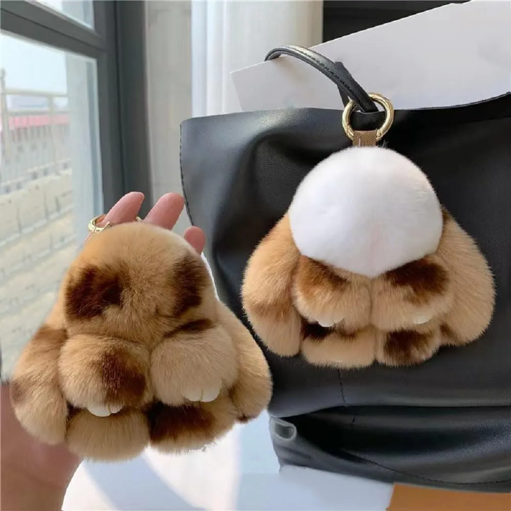 Soft Fluffy Rabbit Keychain Cute Plush Bunny Key Rings Plush Bunny Key Rings Faux Fur Keyring Pompom Keychain Decoration