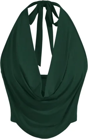SOLY HUX Women's Halter Draped Front Tank Top Sexy Backless Going Out Crop Vest Tops