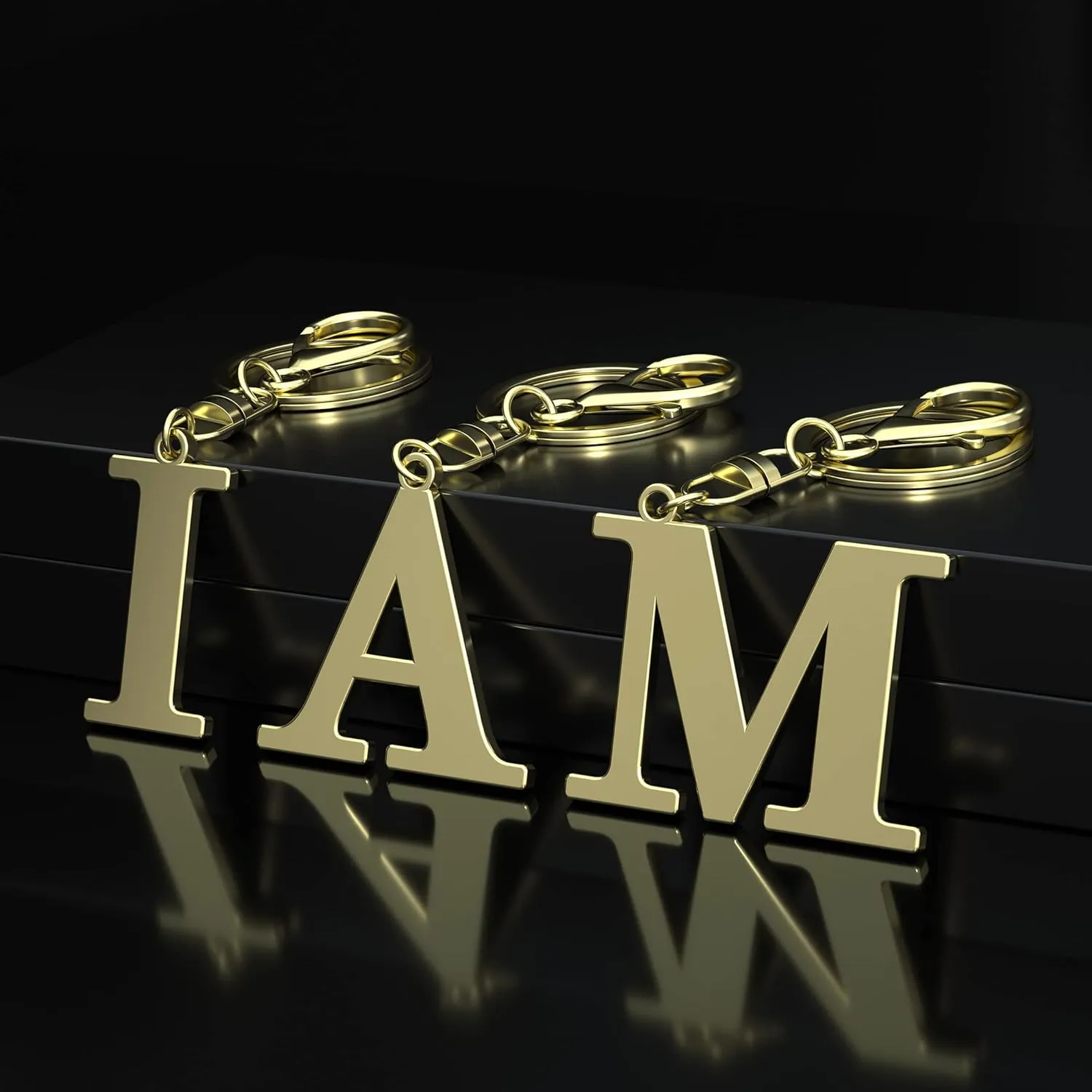 Stainless Steel Gold Letter A-Z Keychain for Women Men, Initial Letter Pendant with Key Ring, Charms for Key Backpack Bag