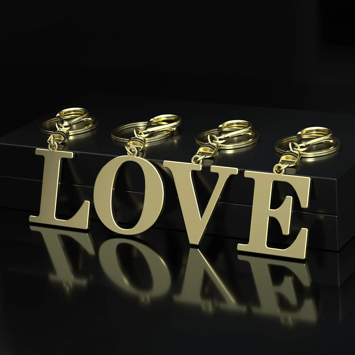 Stainless Steel Gold Letter A-Z Keychain for Women Men, Initial Letter Pendant with Key Ring, Charms for Key Backpack Bag