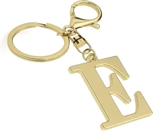 Stainless Steel Gold Letter A-Z Keychain for Women Men, Initial Letter Pendant with Key Ring, Charms for Key Backpack Bag