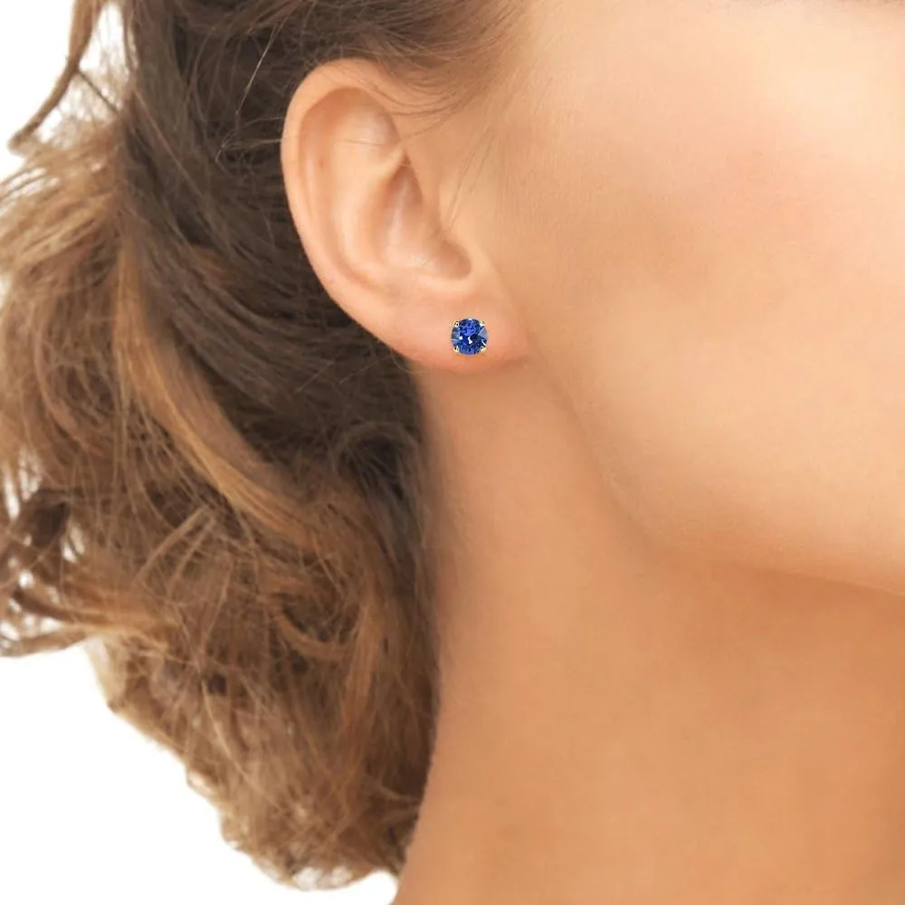 Sterling Silver 6mm Round-cut Prong-set Stud European Crystal Earrings for Women