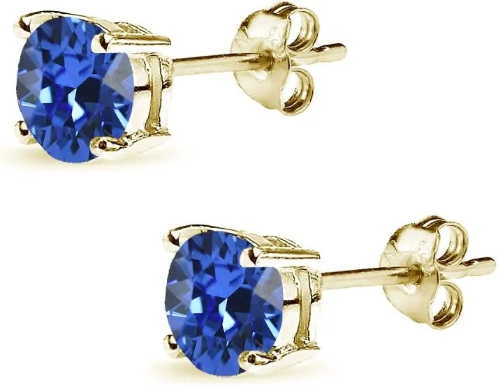 Sterling Silver 6mm Round-cut Prong-set Stud European Crystal Earrings for Women