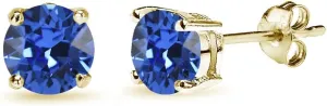 Sterling Silver 6mm Round-cut Prong-set Stud European Crystal Earrings for Women