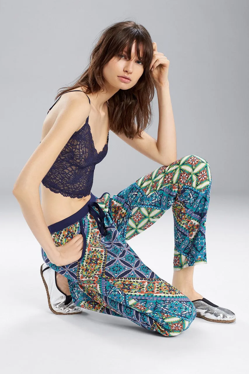 Summer Festival Kangaroo Pants Blue Topaz With Ivory