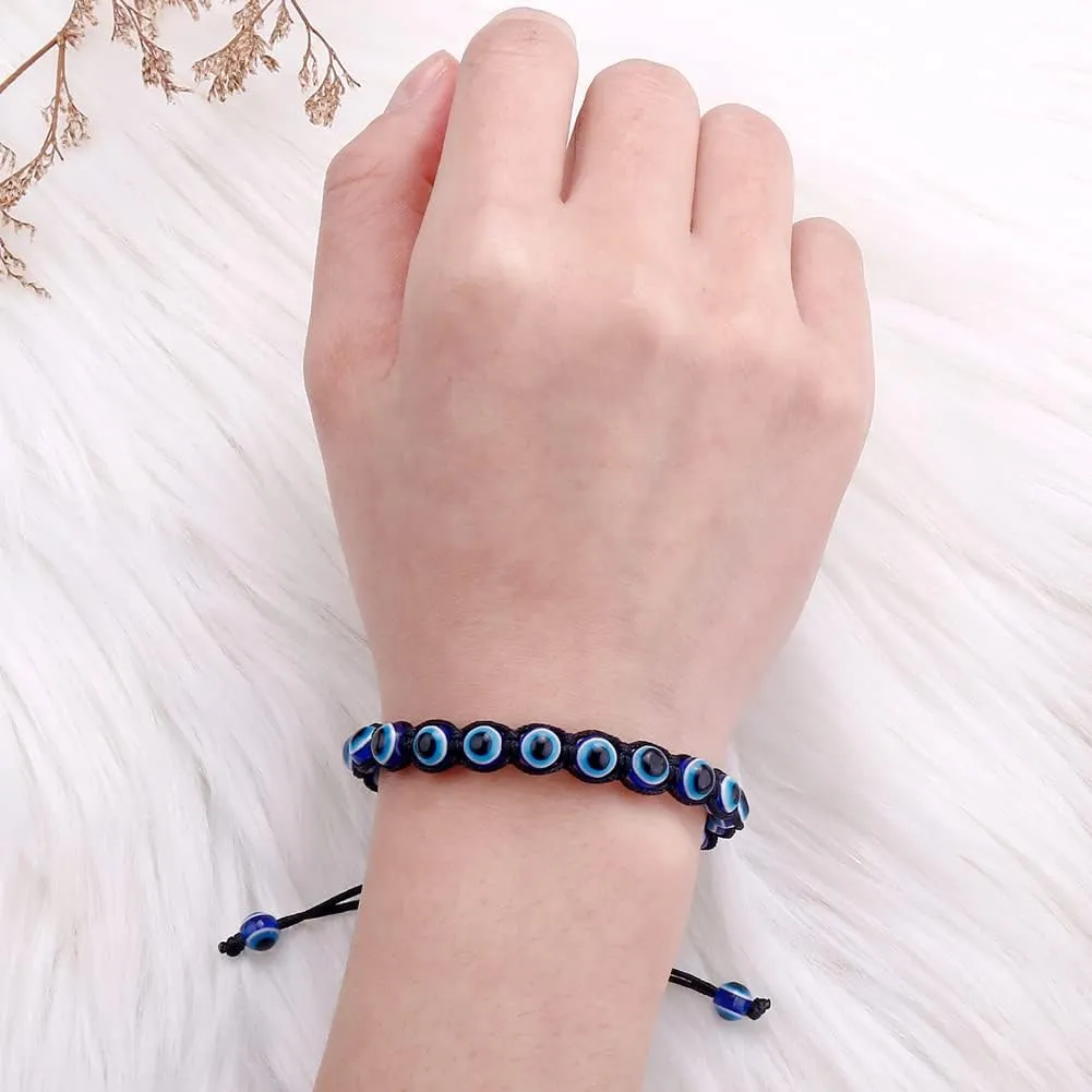 SUMMER LOVE Pack Set Evil Eye Bead Bracelets Hand-Woven Ojo Turco Lucky Kabbalah Pink Black Blue Protection Nazar Evil Bracelet for Women Men