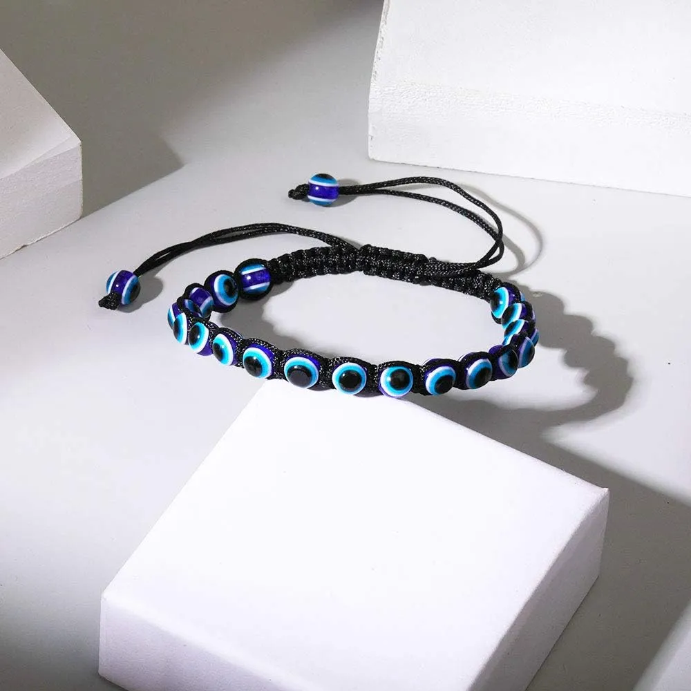 SUMMER LOVE Pack Set Evil Eye Bead Bracelets Hand-Woven Ojo Turco Lucky Kabbalah Pink Black Blue Protection Nazar Evil Bracelet for Women Men
