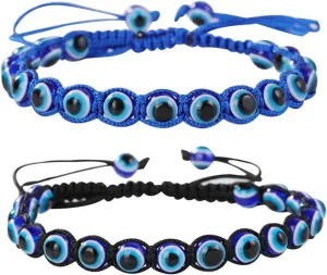 SUMMER LOVE Pack Set Evil Eye Bead Bracelets Hand-Woven Ojo Turco Lucky Kabbalah Pink Black Blue Protection Nazar Evil Bracelet for Women Men