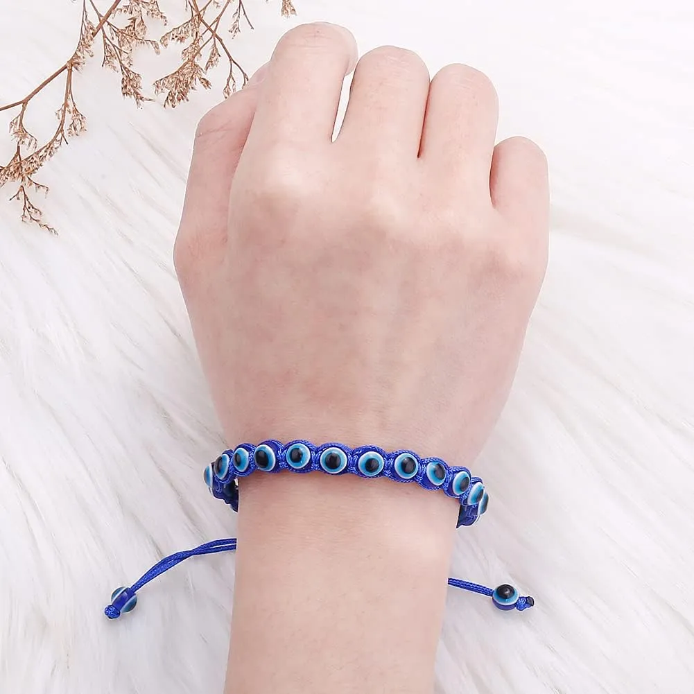 SUMMER LOVE Pack Set Evil Eye Bead Bracelets Hand-Woven Ojo Turco Lucky Kabbalah Pink Black Blue Protection Nazar Evil Bracelet for Women Men