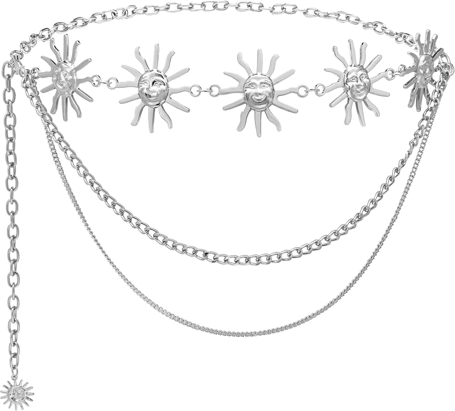 Sun Moon Metal Waist Chain Body Belly Belt Metal Waist Chain Jewelry Accessories Gold Silver Belts for Women Girls