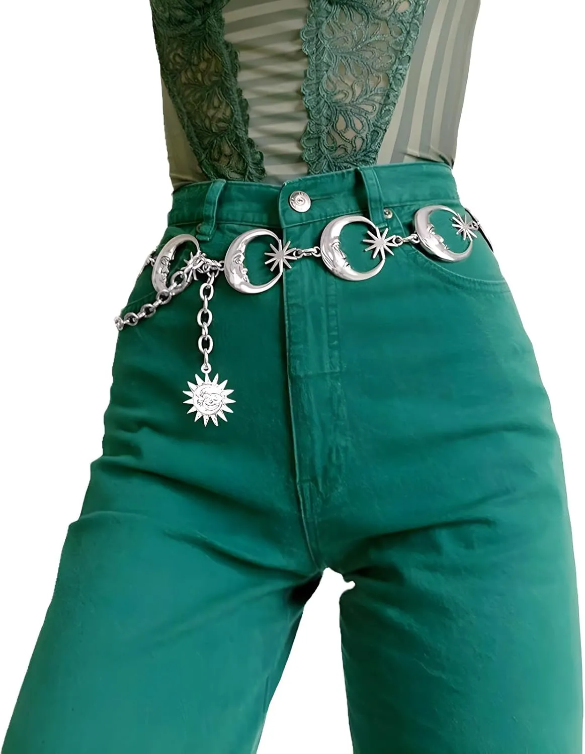 Sun Moon Metal Waist Chain Body Belly Belt Metal Waist Chain Jewelry Accessories Gold Silver Belts for Women Girls