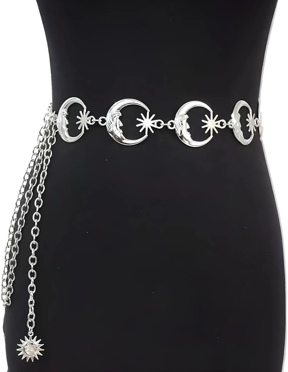 Sun Moon Metal Waist Chain Body Belly Belt Metal Waist Chain Jewelry Accessories Gold Silver Belts for Women Girls