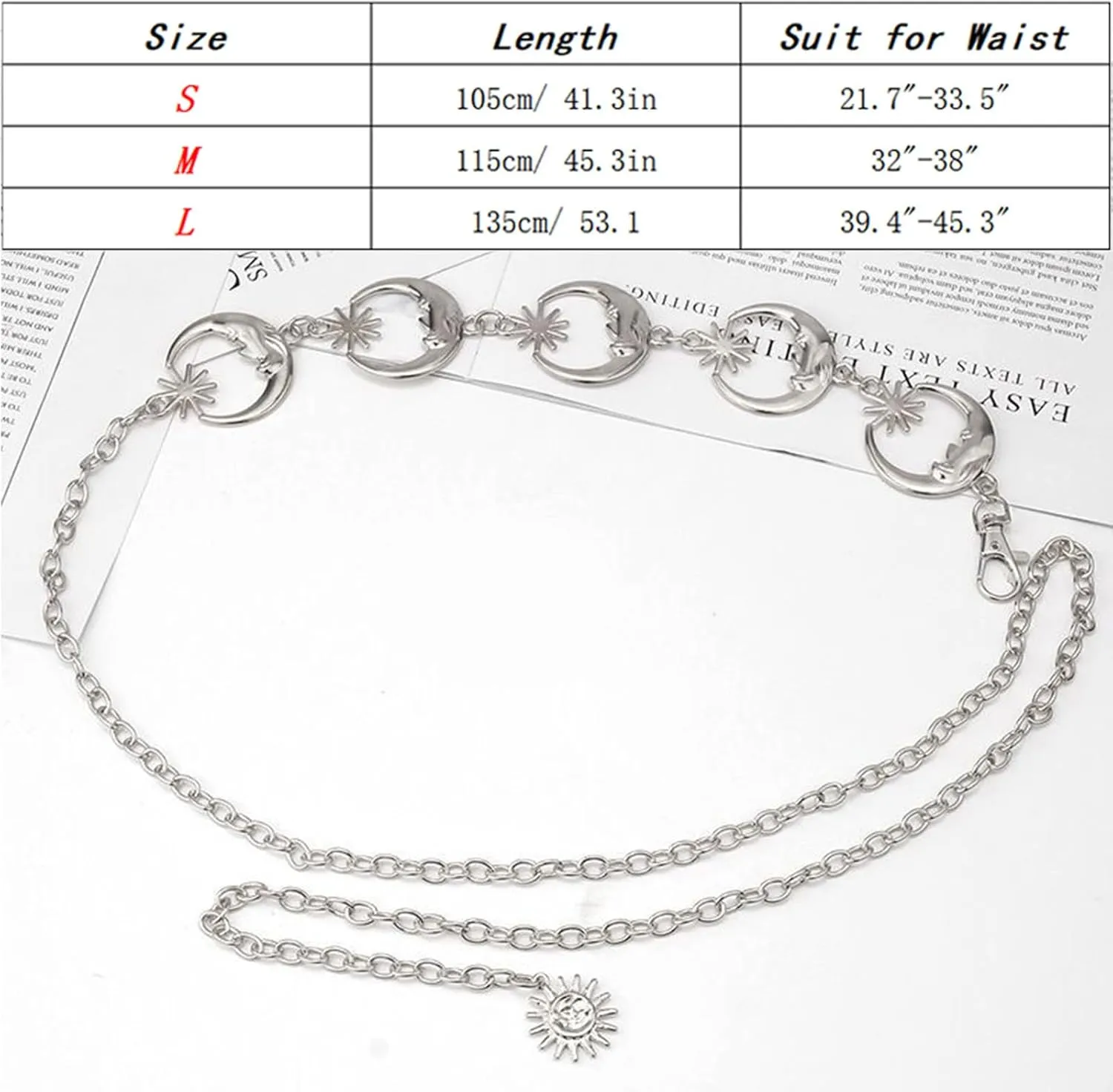 Sun Moon Metal Waist Chain Body Belly Belt Metal Waist Chain Jewelry Accessories Gold Silver Belts for Women Girls