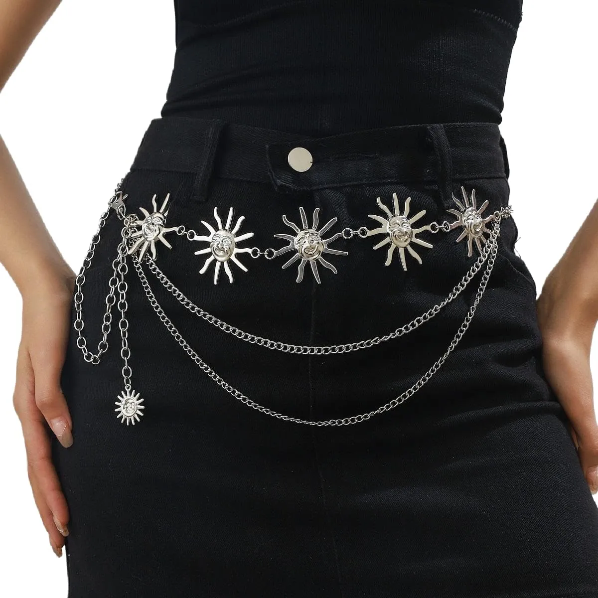 Sun Moon Metal Waist Chain Body Belly Belt Metal Waist Chain Jewelry Accessories Gold Silver Belts for Women Girls