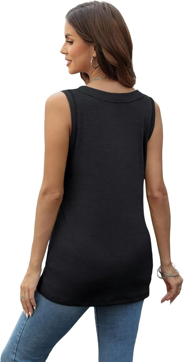 SUNBS 3 Pack Tank Top Women 2025 Sleeveless V Neck Summer Causal Loose Fit Tops Basic Flowy Dressy Cute Long Shirts Outfits