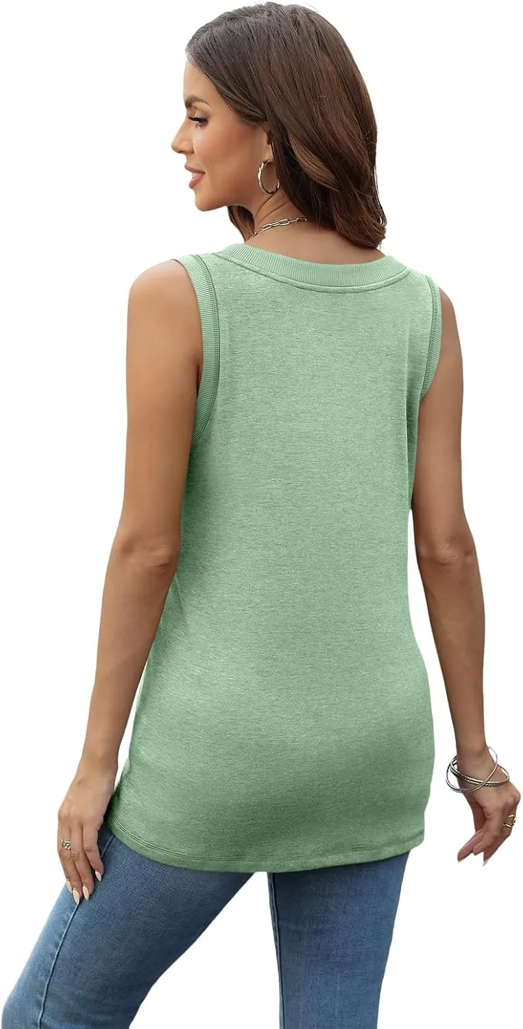 SUNBS 3 Pack Tank Top Women 2025 Sleeveless V Neck Summer Causal Loose Fit Tops Basic Flowy Dressy Cute Long Shirts Outfits