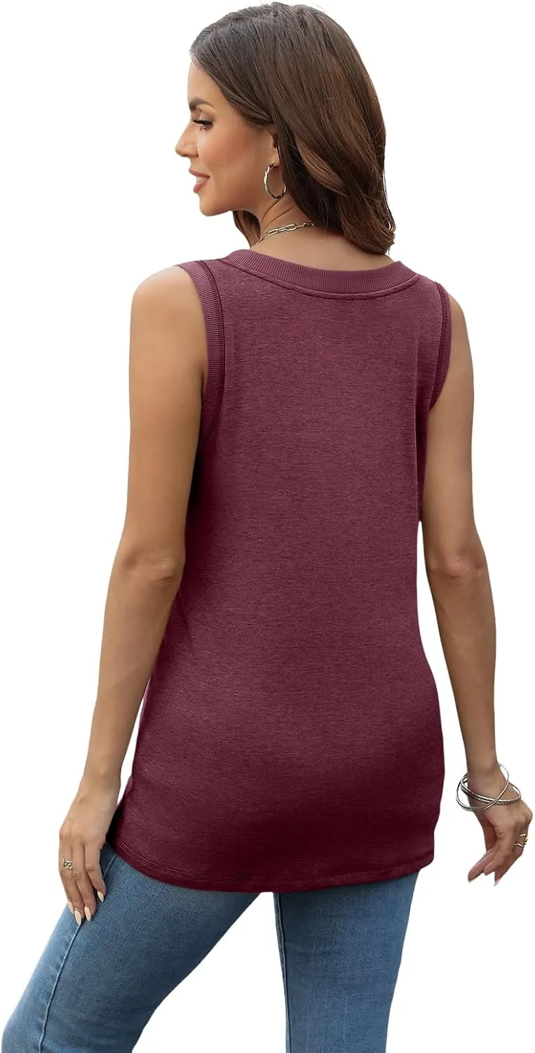 SUNBS 3 Pack Tank Top Women 2025 Sleeveless V Neck Summer Causal Loose Fit Tops Basic Flowy Dressy Cute Long Shirts Outfits