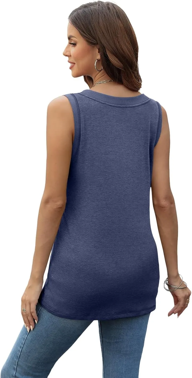 SUNBS 3 Pack Tank Top Women 2025 Sleeveless V Neck Summer Causal Loose Fit Tops Basic Flowy Dressy Cute Long Shirts Outfits