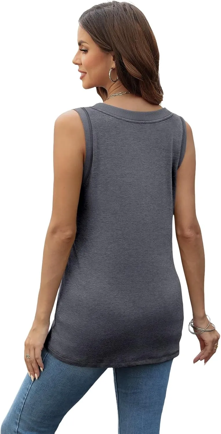 SUNBS 3 Pack Tank Top Women 2025 Sleeveless V Neck Summer Causal Loose Fit Tops Basic Flowy Dressy Cute Long Shirts Outfits