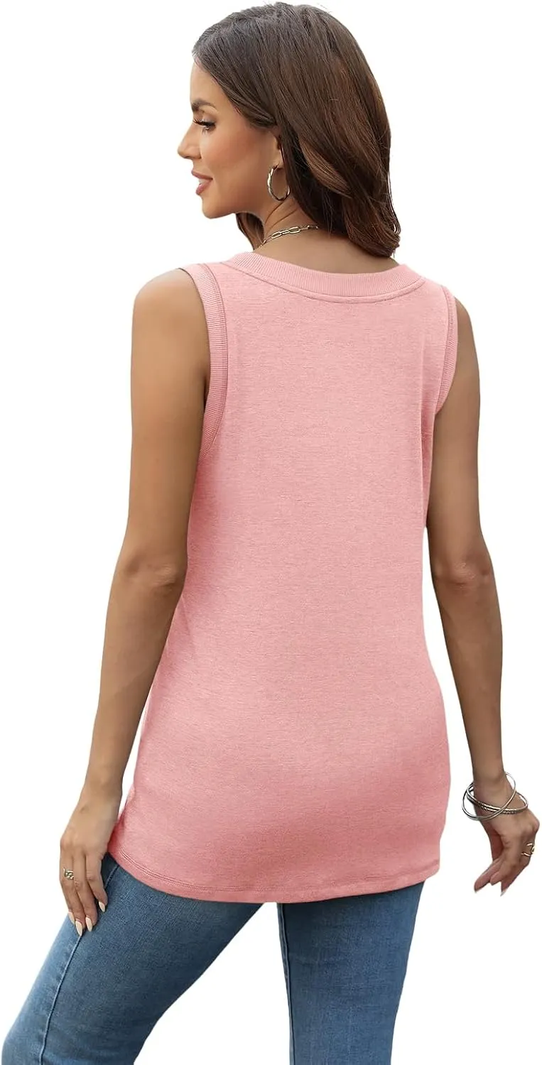 SUNBS 3 Pack Tank Top Women 2025 Sleeveless V Neck Summer Causal Loose Fit Tops Basic Flowy Dressy Cute Long Shirts Outfits