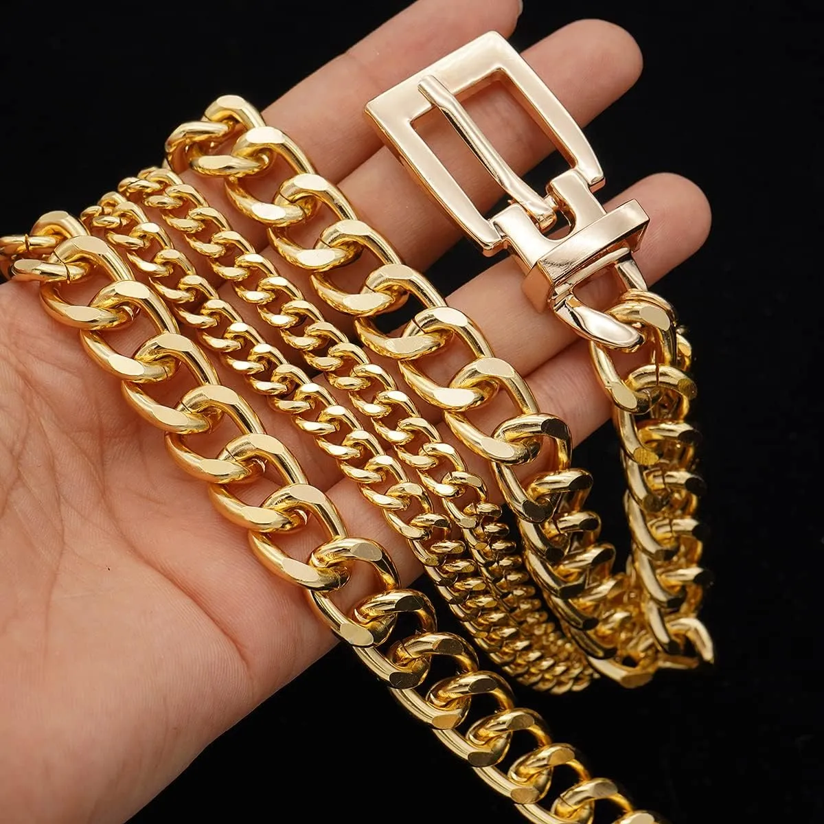 Suyi Chain Belt for Women Girls Gold Metal Waist Chain Multilayer Chunky Chain Belts for Dress