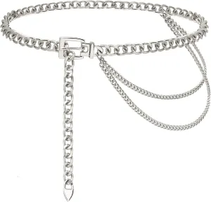 Suyi Chain Belt for Women Girls Gold Metal Waist Chain Multilayer Chunky Chain Belts for Dress