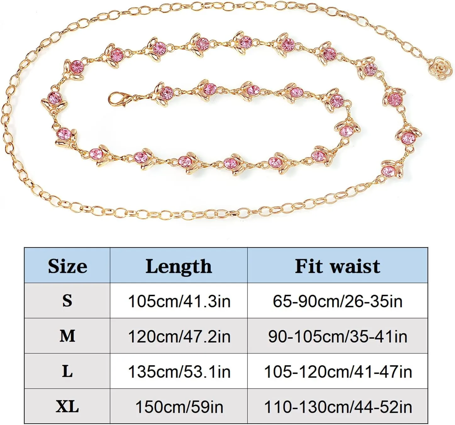 Suyi Chain Belts for Women Rhinestone Waist Chain for Dress