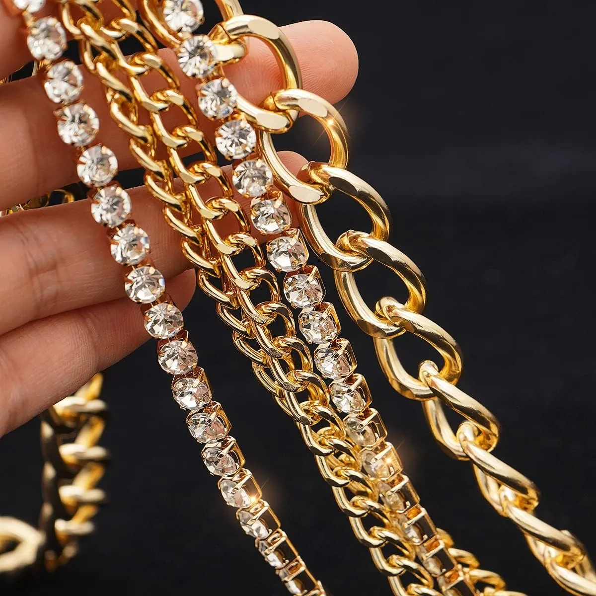 Suyi Multilayer Chain Belt Rhinestone Metal Chain Belts for Women Punk Gold Waist Chain