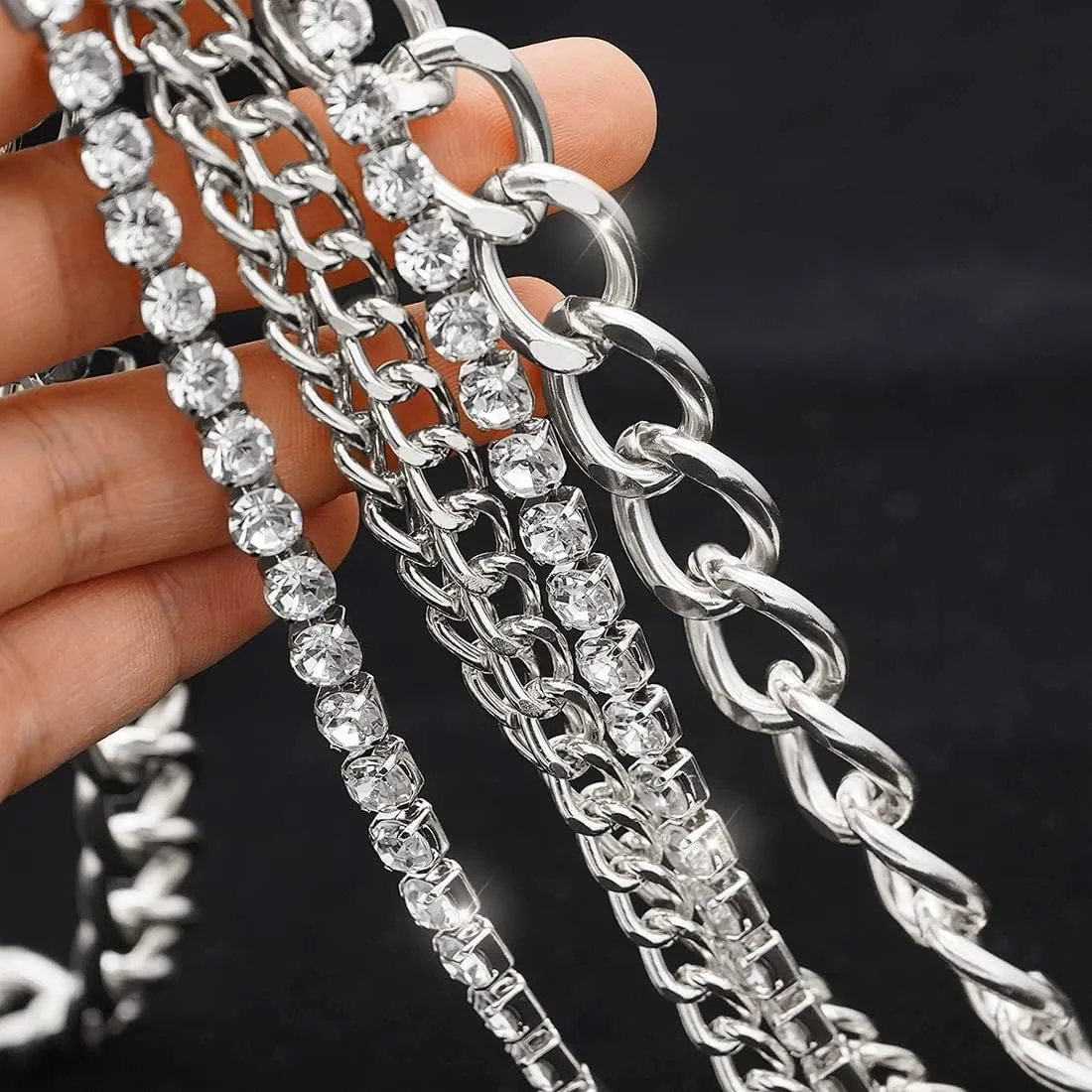 Suyi Multilayer Chain Belt Rhinestone Metal Chain Belts for Women Punk Gold Waist Chain
