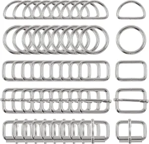 Swpeet 5 Style Metal Buckles - Adjustable Slide, D Ring, Circular Ring