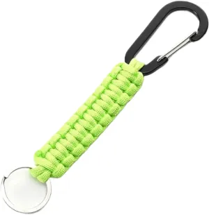 Tactical Paracord Keychain with Carabiner Clip Fluorescent Green Heavy Duty Braided Rope Lanyard Key Holder  Outdoor Camping, Hiking, Survival Gear  Multi-Purpose Keychain for Men, Women, Backpacks