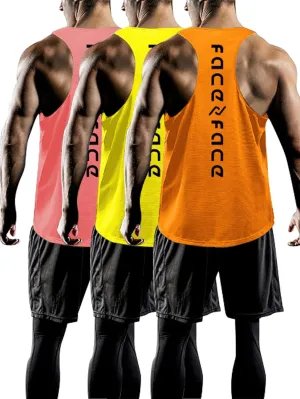 Tank Tops Men Y-Back Muscle 3 Pack Dry Fit Sleeveless Workout Tank Tops for Men Mesh Material Running Gym