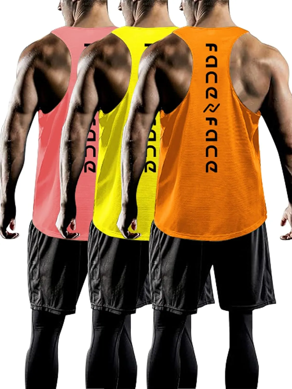 Tank Tops Men Y-Back Muscle 3 Pack Dry Fit Sleeveless Workout Tank Tops for Men Mesh Material Running Gym
