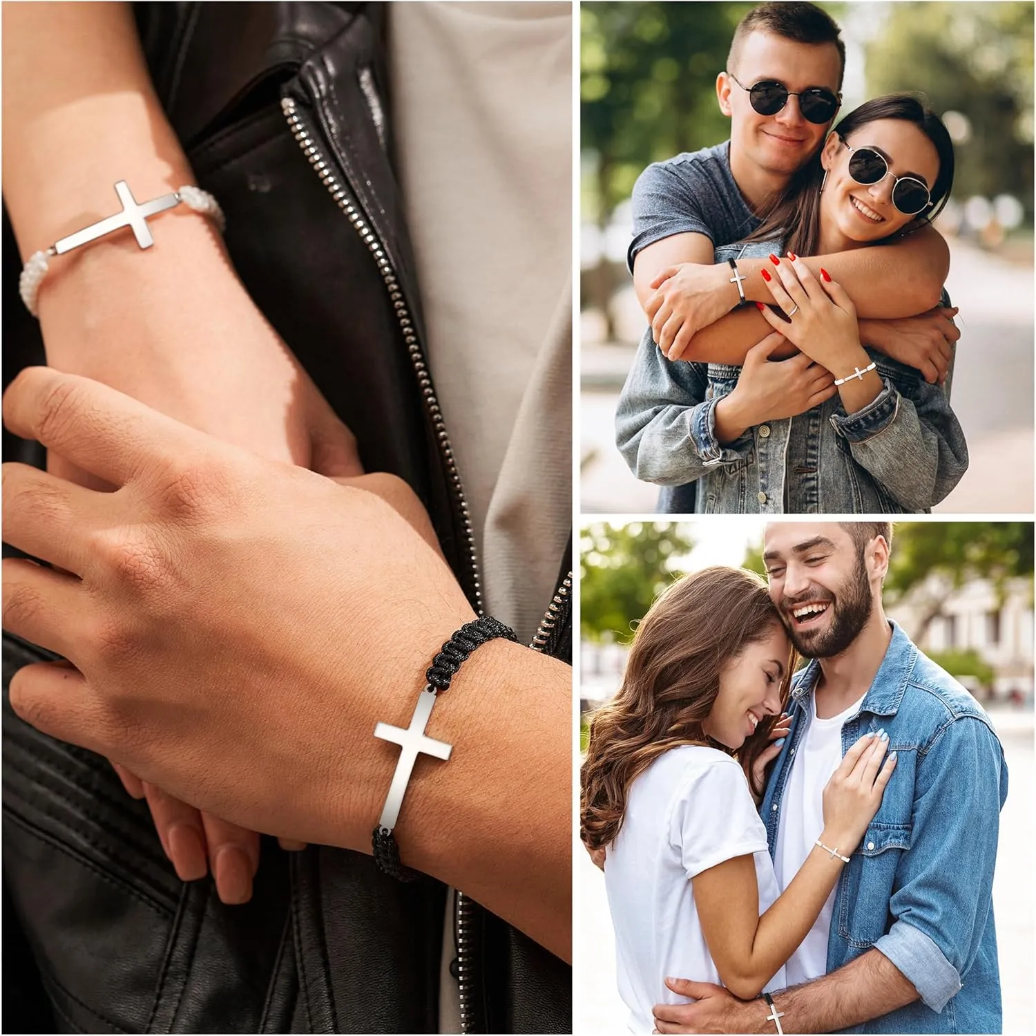 Tarsus Matching Cross Couples Bracelets for Boyfriend Husband Girlfriend Wife Men Women Adults - Easter Christmas Valentines Day Anniversary Birthday Gift