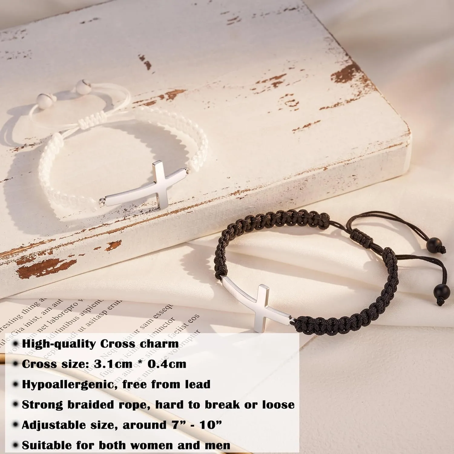 Tarsus Matching Cross Couples Bracelets for Boyfriend Husband Girlfriend Wife Men Women Adults - Easter Christmas Valentines Day Anniversary Birthday Gift