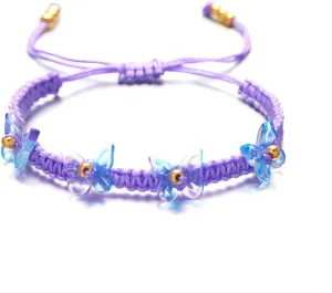 tenghong2021 Acrylic Transparent Butterfly Hand Woven Bracelet for Women Adjustable Strings Braided Rope Bracelets Lucky Butterfly Friendship Matching Bracelet for Women Gifts Jewelry