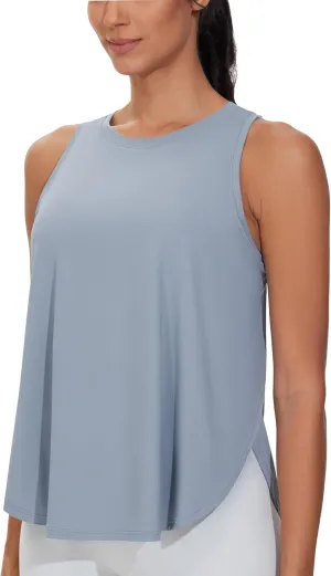 THE GYM PEOPLE Womens Racerback Workout Tank Tops Split Side Loose Fit Sleeveless Yoga Running Shirts with Curved Hem