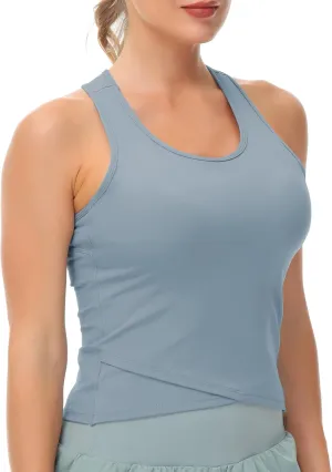 THE GYM PEOPLE Womens' Racerback Workout Tank Tops with Built in Bra Sleeveless Slim Fit